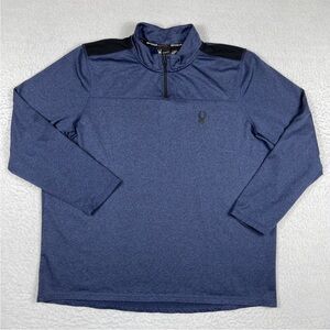NWT Spyder Mens Quarter Zip Pullover active blue shirt for ski or exercise